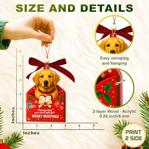 Golden Retriever Letter Christmas Ornament - Dog Lover Holiday Decor