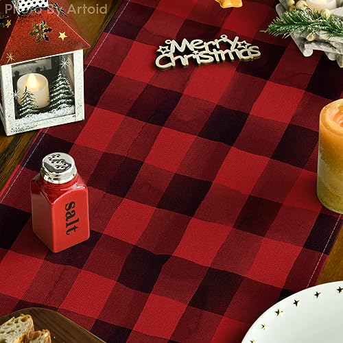 Artoid Mode Christmas Tree Truck Table Runner 13x72 Inch Red & Black Home Decor