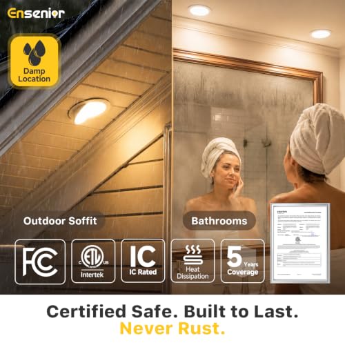 Ensenior 6 Inch Gimbal LED Recessed Light 5CCT Dimmable 12W 1200LM 6 Pack