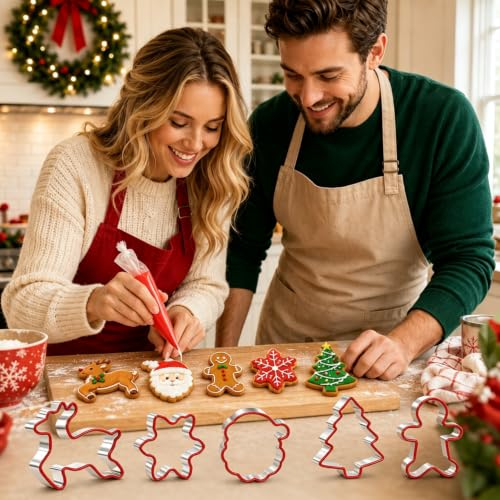 KAISHANE 5-Piece Cookie Cutter Set – Stainless Steel with Soft PVC Edge