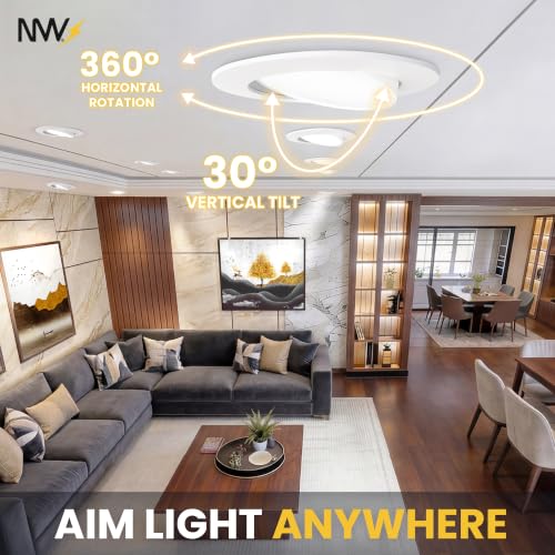 NUWATT Airtight 4 Inch Gimbal LED Recessed Lights, 2700K-5000K, ETL,