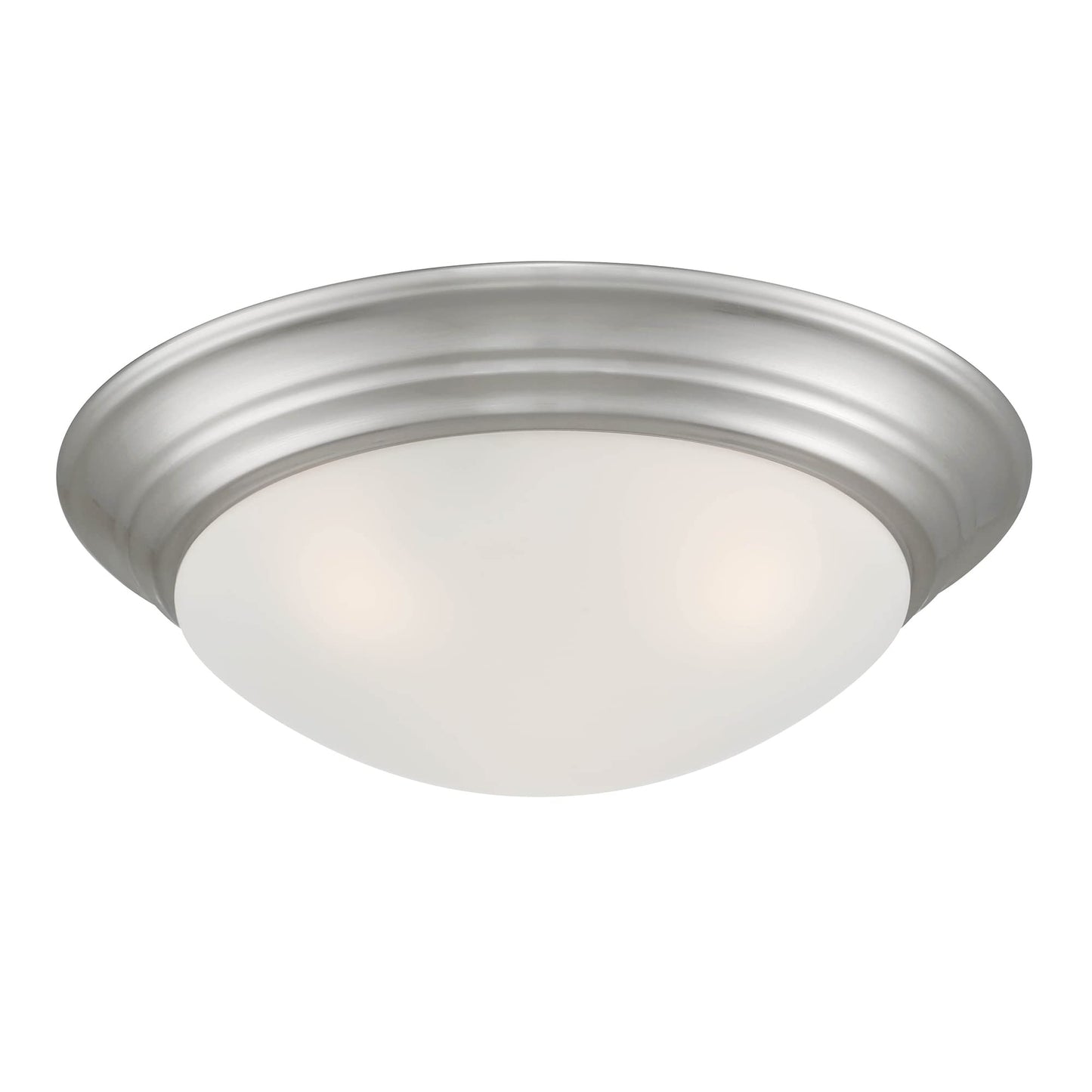 DESIGNERS FOUNTAIN 2-Lights Flush Mount Ceiling Lights, 14 Inch Tap Etched Glass Lighting Fixture for Kitchen, Bedroom, Bathroom, and Hallway, Brushed Nickel, 1360M-BN