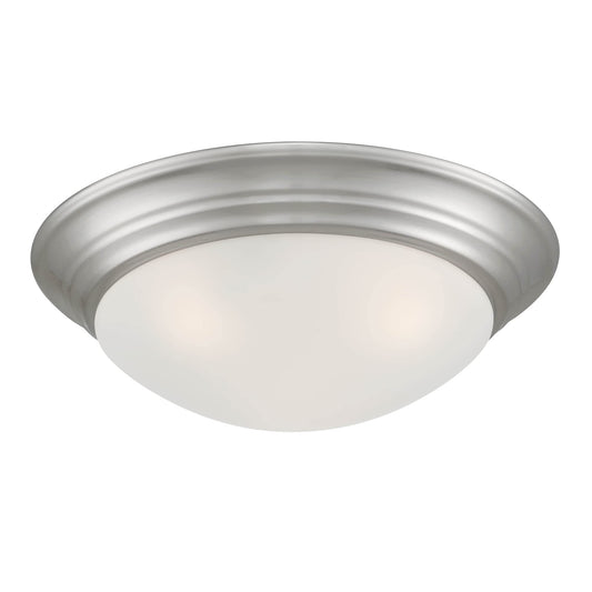 DESIGNERS FOUNTAIN 2-Lights Flush Mount Ceiling Lights, 14 Inch Tap Etched Glass Lighting Fixture for Kitchen, Bedroom, Bathroom, and Hallway, Brushed Nickel, 1360M-BN