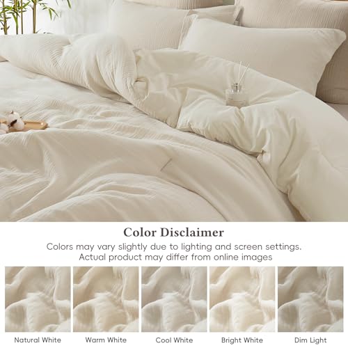 King Size Linen Cooling Muslin Comforter Set - Ultra-Soft Breathable Bedding