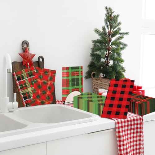 Christmas Paper Napkins,40pcs Red and Green Buffalo Plaid Christmas Cocktail Napkins Checkered Disposable Christmas Bathroom Napkins for Winter Party Supplies