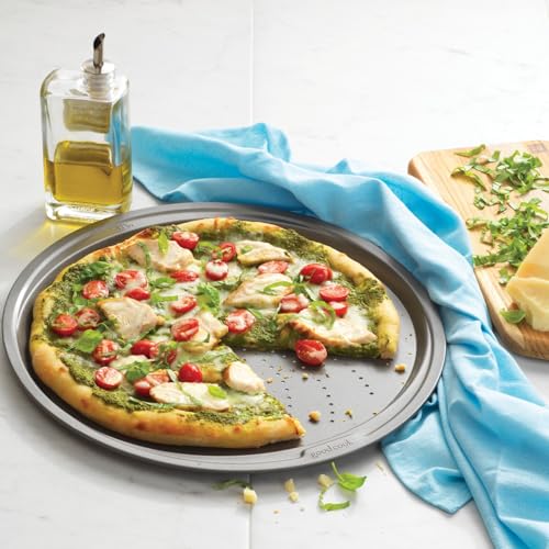 GoodCook Everyday Personal Pizza Pans 10-Inch Nonstick Scratch-Resistant Steel, Set of 2, Gray