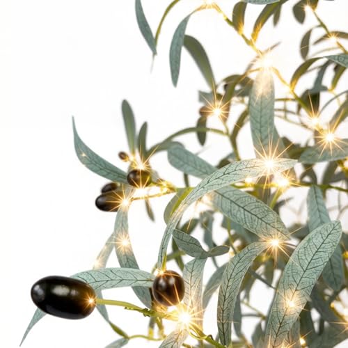 4ft Pre-Lit Olive Tree with 160 Warm White LED Fairy Lights – Indoor & Outdoor Decor