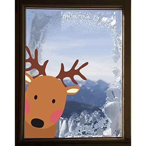 TOARTi Reindeer Window Decals, Adorable Wall Stickers for Nursery Car Decor, Lovely Christmas Home Decorations, 10 Count