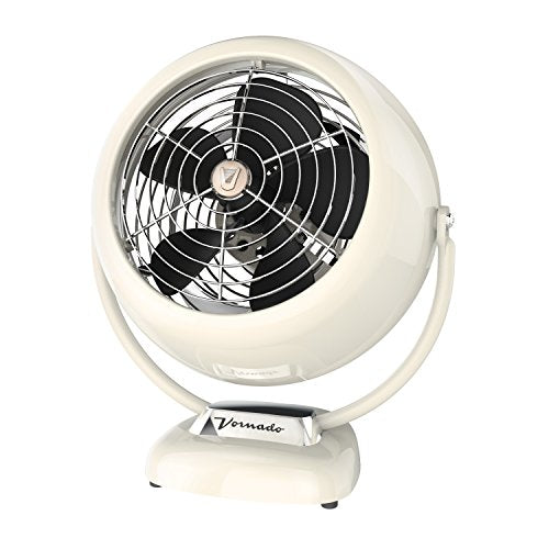 Vornado VFAN Vintage White Desk Fan - Small 3-Speed Metal Table Fan for Bedroom & Office