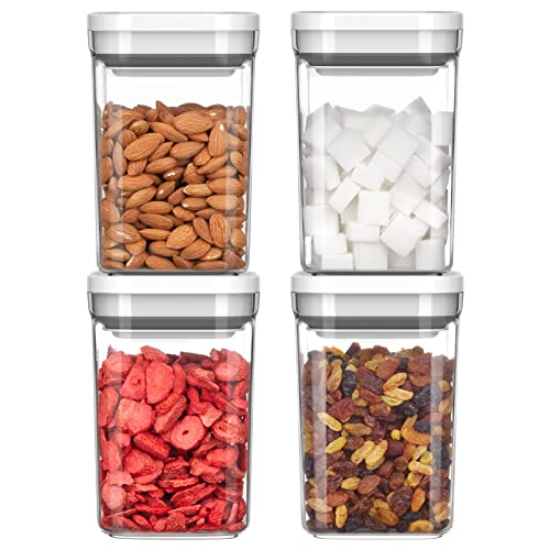 MR.SIGA 4 Pack Airtight Food Storage Containers 4.2 x 4.2 x 6.3 Inch Pantry Organizer