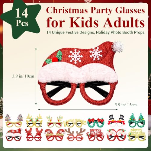 Christmas Glasses and Headbands Set - Holiday Party Accessories, 28 Pieces
