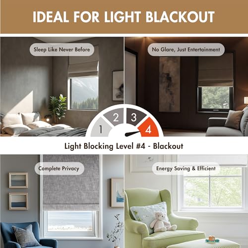 Madison Park Linen Slub Blackout Roman Shade 33x64 Insulated Window Covering