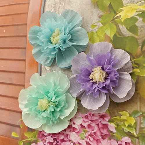 Mybbshower Crepe Paper Flower for Wall Psprt Pom Pom Decor Girls Birthday Party Backdrop Baby Shower Nursery Room Decoration Pack of 9 (Pastel)