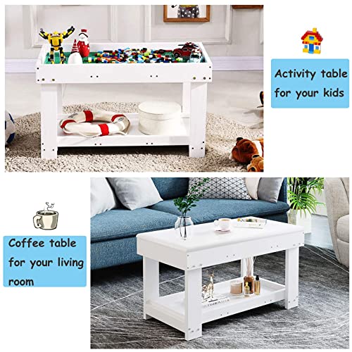 YouHi Kids Activity Table with Board & Double Storage - White, Large