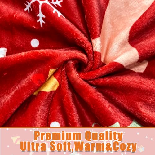 Christmas Puppies Fuzzy Fluffy Throw Blanket 50x60 Cozy Holiday Decor