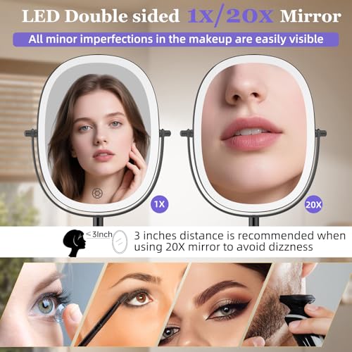Rechargeable Wall Mounted Lighted Makeup Mirror - Black, 30x Magnification