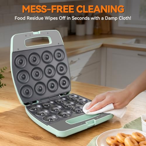 Aqua Baker's Friend Mini Donut Maker Machine - Makes 12 Delicious Mini Donuts