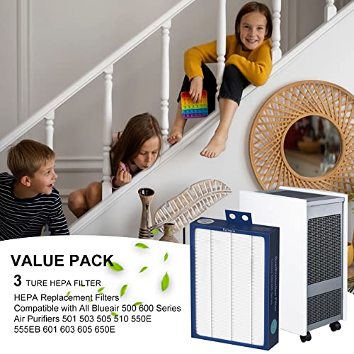 Dual Protection Pack of 6 HEPA Filter Replacements for Blueair 500/600 Series Air Purifiers