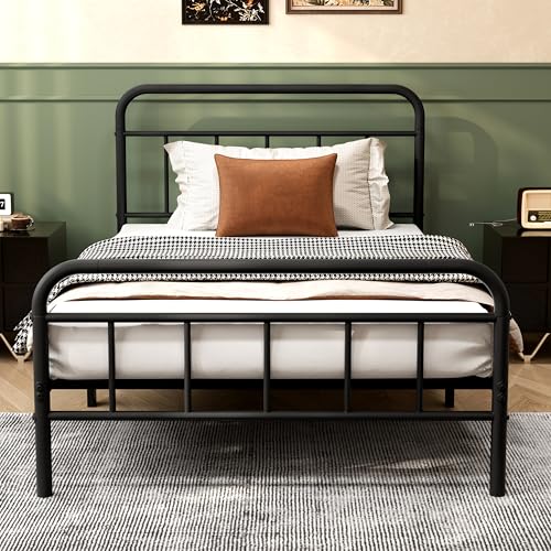 Easllre 14-Inch Twin Metal Bed Frame with Storage - Heavy Duty, Easy Assembly