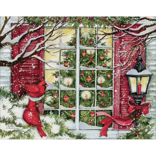 Lang Home for The Holidays Assorted Christmas Cards - 18 Luxurious Linen-Embossed Holiday Greeting Cards with Envelopes
