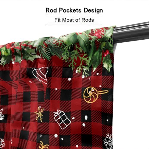Christmas Kitchen Curtain Tiers and Valance Set Buffalo Plaid Santa