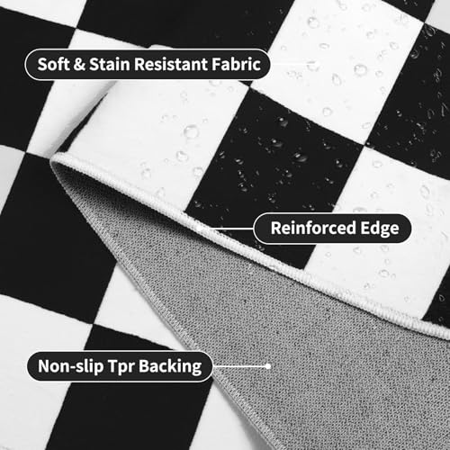 Black and White Checkered Area Rug 5x7 - Soft Non-Slip Living Room Carpet - Variation of Black & White / 5' x 7' Rectangular
