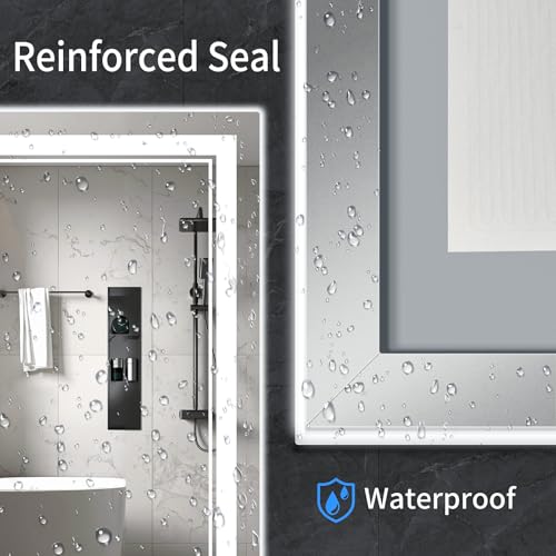 36x30 LED Bathroom Mirror with Lights, Anti-Fog & 3 Color Modes - InfiniGlass