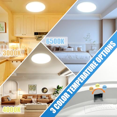 White 18-Inch LED Flush Mount Ceiling Light 4-Pack - Dimmable, Energy Saving, Flat Panel for Kitchen & Bedroom