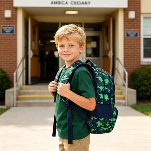Kids Dinosaur Backpack for Boys - Lightweight School Bookbag, Water-Resistant & Durable