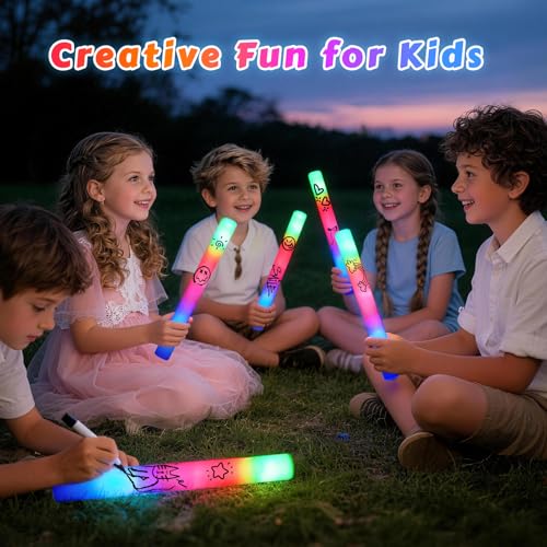 125PCS Foam Glow Sticks Bulk Party Supplies - Colorful Flashing Modes for Wedding, Birthday, Halloween, New Year