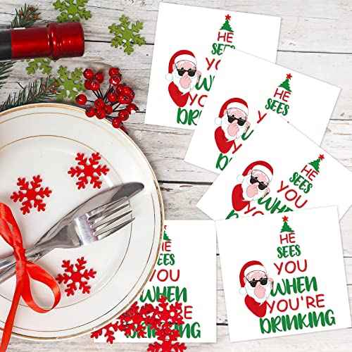100pcs Funny Christmas Napkins Supplies Disposable Paper Drinks Napkins Decorations for Xmas Holiday Birthday Party Dinner Table Decor