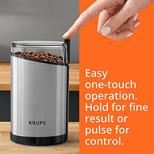 KRUPS Stainless Steel Coffee & Spice Grinder, 3oz Capacity, One-Touch Operation