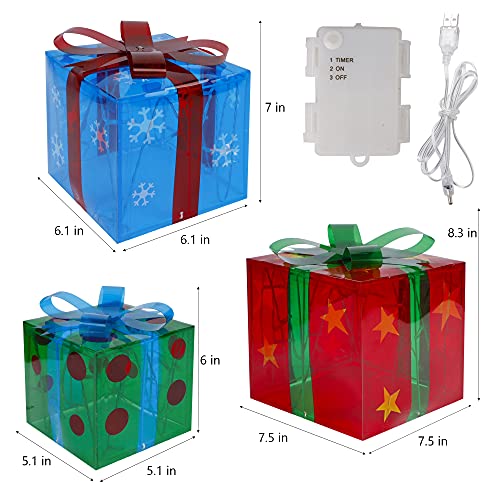 ATDAWN Set of 3 Outdoor Lighted Holiday Displays, Snowflake Star