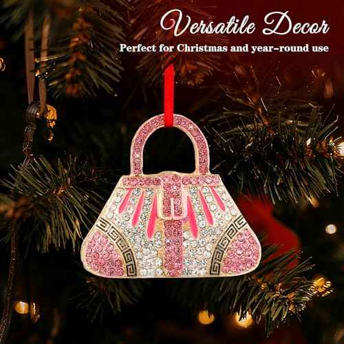 WhatSign Pink Handbag Christmas Ornaments - Metal Ornaments for Christmas Tree Decorations Keepsake Gifts for Women Girls Sister