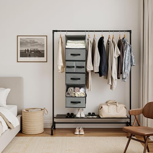 Hanging Closet Organizer with 6 Shelves & 5 Drawers - Gray, 6-Tier Inseparable Variation