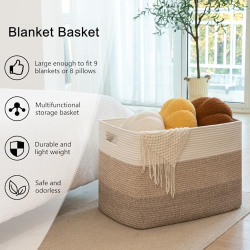 Extra Large Cotton Rope Storage Basket - Gradient Brown, 118L, Foldable