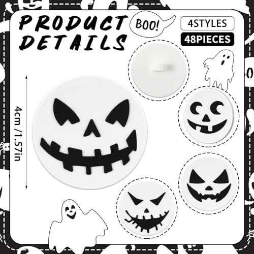Amyhill 48 Pack Xmas Rings Cupcake Toppers Ghost Cake Decorations for Halloween Trick or Treat Cupcake Party Supplies Theme Party Haunted Home