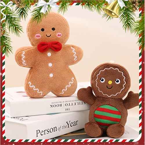 Christmas Gingerbread Man Pillow Plush Stuffed Gingerbread Pillow Fun Gingerbread Shaped Decorative Throw Pillows for Sofa Cushion Christmas Party Decor Khaki,15.7"