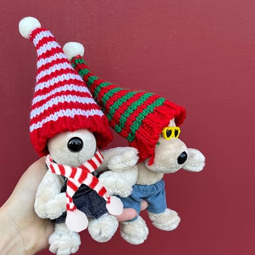 Mini Santa Hats for Crafts Knitted Santa Hats Bulk 3 Inch Christmas Tiny Hat and Scarf Set DIY Xmas Decor