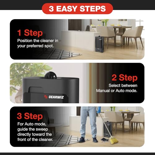 Gearwiz 1400W Touchless Automatic Vacuum Dustpan – Motion Sensor Electric Dustpan for Pet Hair & Dirt