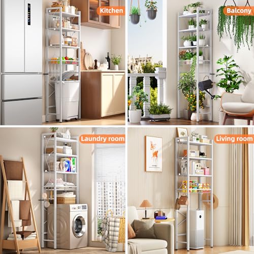 Salakita Pure White Over-The-Toilet Storage Rack 4-Tier Bathroom Organizer Shelf