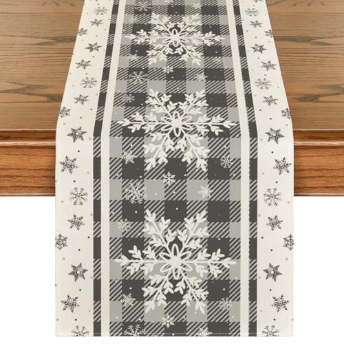 Artoid Mode 13x48 Inch Snowflakes Table Runner, Silver, Polyester