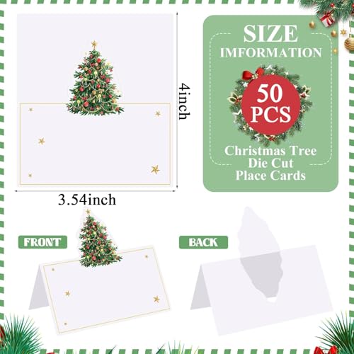 50Pcs Christmas Tree Place Cards for Table Setting Holiday Party Decor