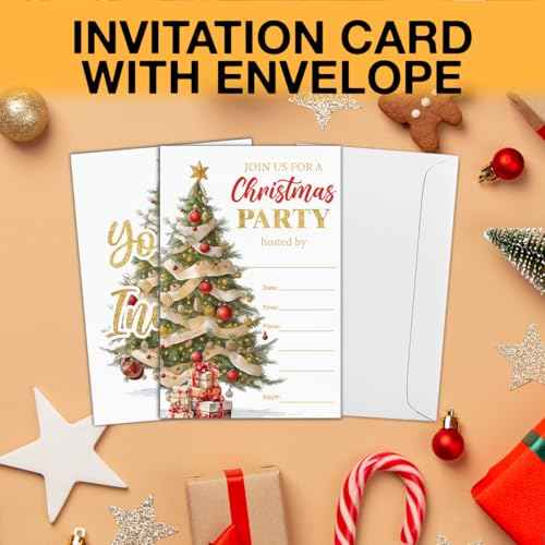LyoGao Christmas Party Invitations With Envelopes (20 Pack) -Christmas Party Fill in Invites Cards for Xmas Winter Holiday