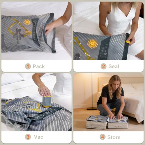 Wireless Rechargeable Vacuum Packing Bags Set - 10 Pack with Travel Size Compression Storage for Luggage & Home Organization - Variation of 10 Combo Set