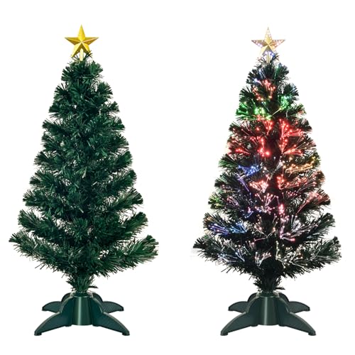 HABAGOU 3ft Pre-Lit Fiber Optic Christmas Tree with Top Star - Mini USB lights