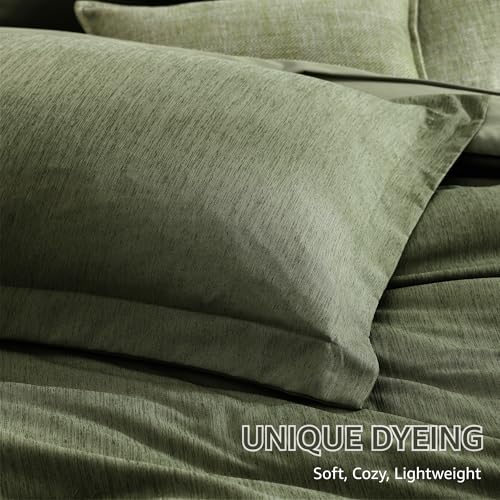 Monbix Oversized Queen Comforter Set Olive Green 7 Pieces Bed in a Bag