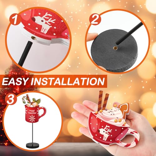 Geetery 3 Pcs Christmas Hot Chocolate Wooden Table Decor Signs