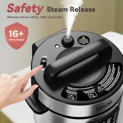 Carori 6 Qt Electric Pressure Cooker with 9 Functions, Programmable Touchscreen, Silver