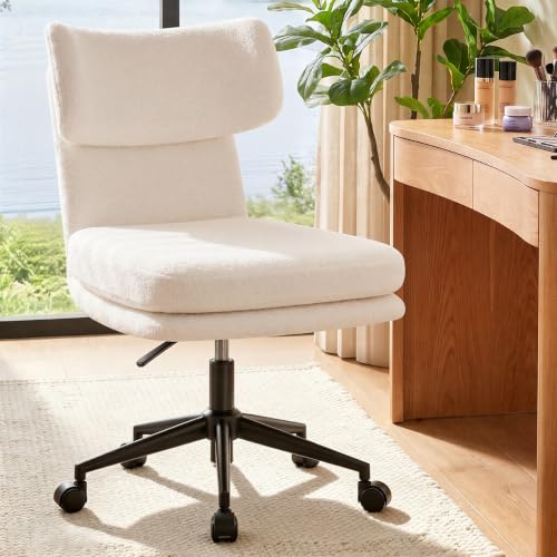 GTPOFFICE Vanity Chair with Plush Seat & Adjustable Height - TV White